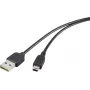 Renkforce USB 2.0 A – Mini-B apverčiamas kabelis, 1,8 m, juodas