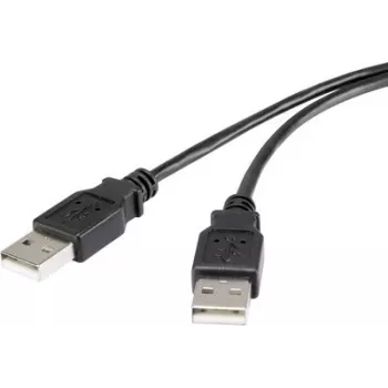 Renkforce USB 2.0 A–A kabelis, 1,8 m, juodas, auksuoti kontaktai, RF-4463037