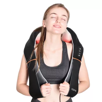 RENPHO U-Neck 1 Shiatsu kaklo ir pečių masažuoklis su šildymu, 8 dviejų krypčių besisukantys mazgai, 3 greičio lygiai, juodas