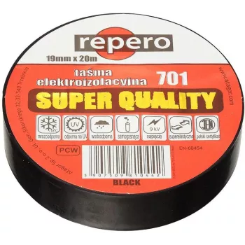 REPERO 701 juoda PVC elektrinė izoliacinė juosta 19 mm x 20 m