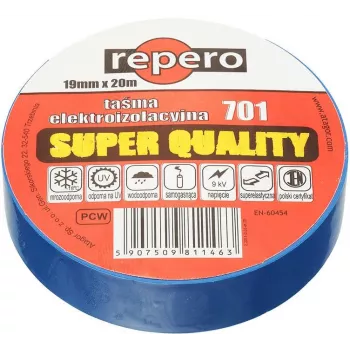 REPERO 701 Mėlyna PVC elektros izoliacinė juosta 19mm x 20m