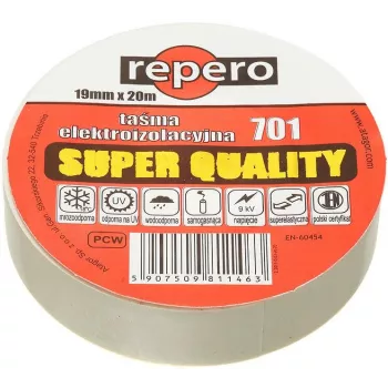 REPERO 701 balta PVC elektros izoliacinė juosta 19 mm x 20 m