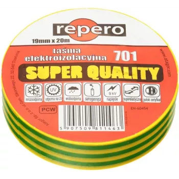 REPERO 701 geltonai žalia PVC izoliacinė juosta 19mm x 20m