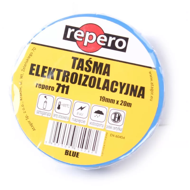 REPERO 711E Mėlyna PVC elektros izoliacinė juosta 19mm x 20m