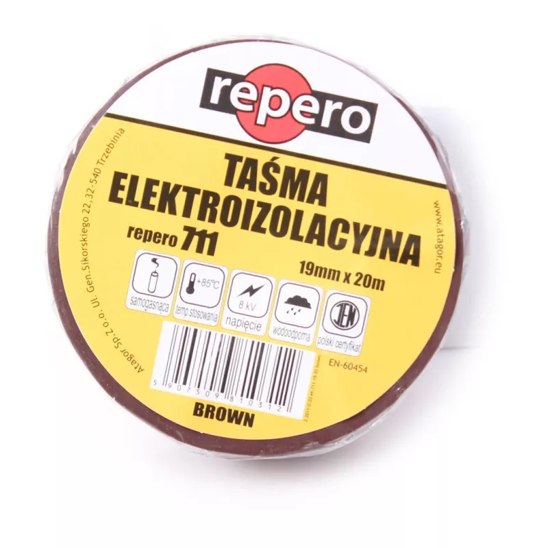REPERO 711E Ruda PVC izoliacinė juosta 19 mm x 20 m