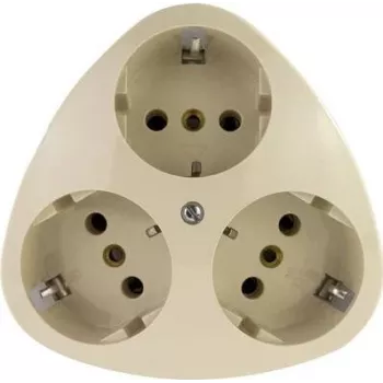 REV 0510080777 3 vietų viršutinio montavimo kištukinis lizdas IP20 baltas (Schuko, 16 A, 250 V, apsauga nuo vaikų)