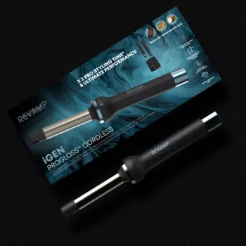 Revamp TO-2750-EU2 Progloss iGEN belaidė keraminė garbanojimo replė 25 mm, juoda/rožinis auksas