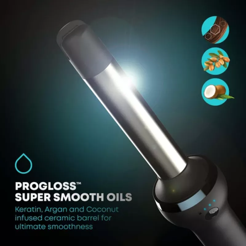 Revamp TO-2750-EU2 Progloss iGEN belaidė keraminė garbanojimo replė 25 mm, juoda/rožinis auksas