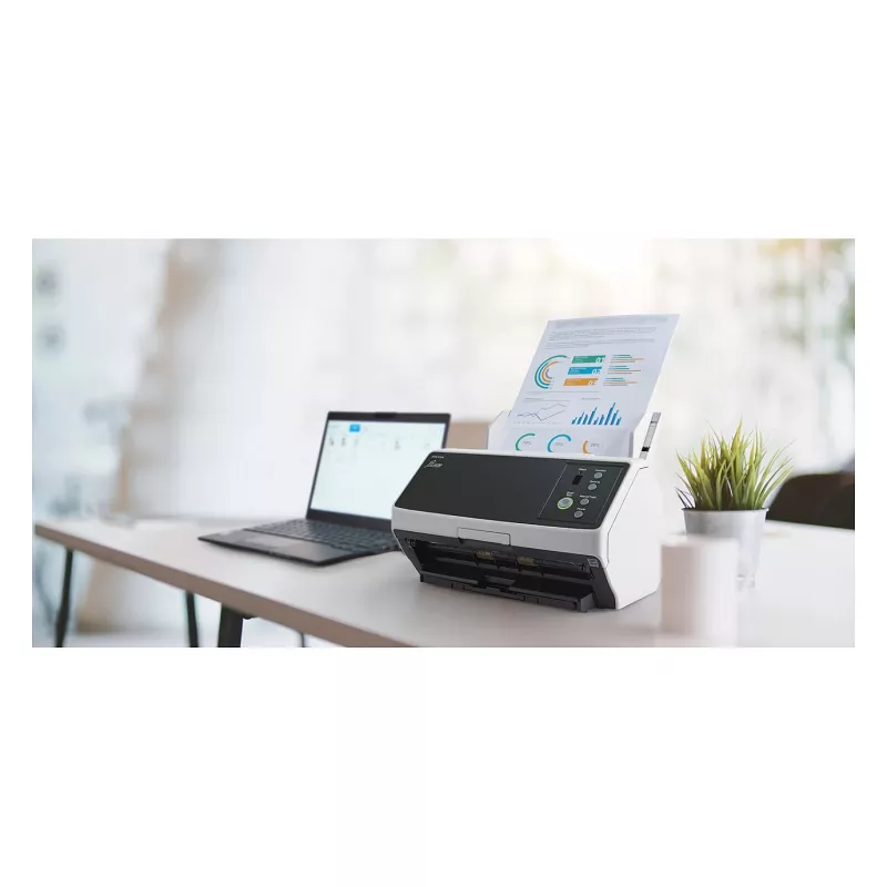 Ricoh fi-8150 dvipusis dokumentų skaitytuvas su 100 lapų automatiniu tiektuvu, 50 ppm/100 ipm, USB 3.2 ir Gigabit Ethernet, 600 dpi, Clear Image Capture