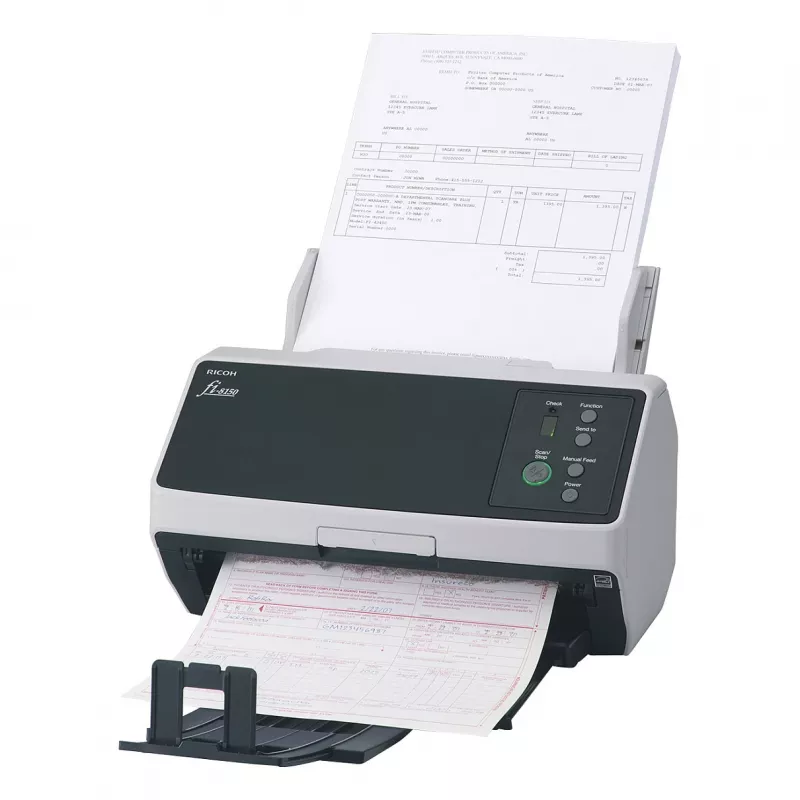 Ricoh fi-8150 dvipusis dokumentų skaitytuvas su 100 lapų automatiniu tiektuvu, 50 ppm/100 ipm, USB 3.2 ir Gigabit Ethernet, 600 dpi, Clear Image Capture