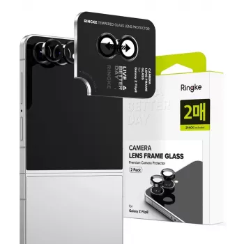 Ringke Camera Frame 2 rinkinys, skirtas Samsung Galaxy Z Flip 8 – juodas aliuminio lydinio objektyvo apsauga su 9H grūdintu stiklu
