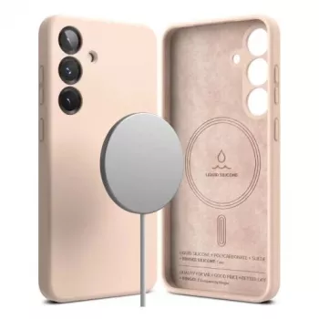 Ringke Galaxy S25 Dėklas Silikoninis Magnetinis Rožinis Smėlis
