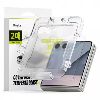 Ringke Galaxy Z Flip 7 ekrano apsauginis stiklas – išoriniam ekranui, grūdintas stiklas 9H (2 vnt.) Skaidrus