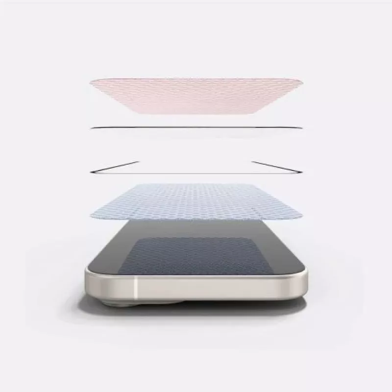 Ringke iPhone 15/16 Screen Protector Privacy Tempered Glass 9H su montavimo šablonu Skaidrus