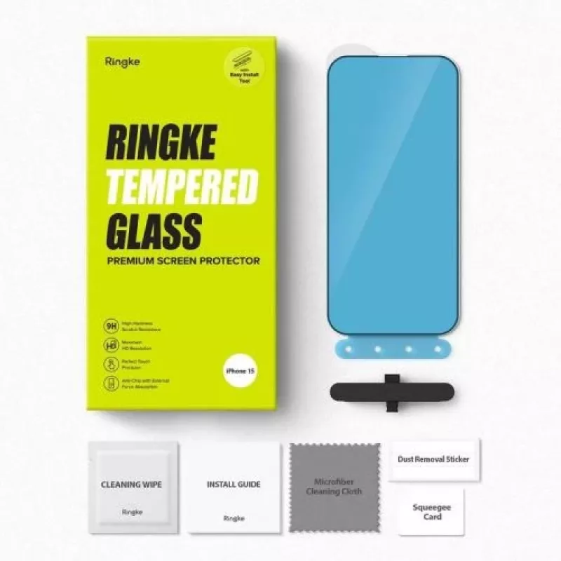 Ringke iPhone 15/16 Screen Protector Privacy Tempered Glass 9H su montavimo šablonu Skaidrus