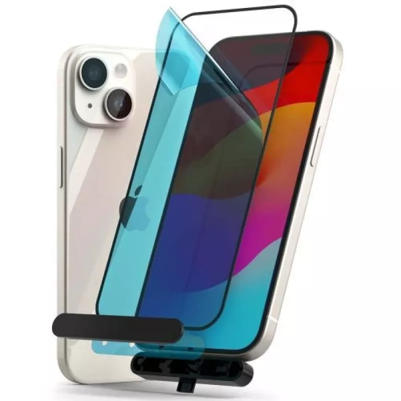 Ringke iPhone 15/16 Screen Protector Privacy Tempered Glass 9H su montavimo šablonu Skaidrus
