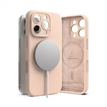 Ringke iPhone 16 Pro Silikoninis Magnetinis Dėklas Pink Sand