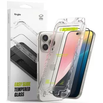 Ringke iPhone 16 Pro Max Ekrano apsauginis stiklas Premium Easy Slide Grūdintas 9H su montavimo šablonu (2 vnt.) Skaidrus
