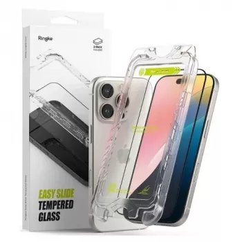 Ringke iPhone 16 Pro Ekrano apsauga Premium Easy Slide Grūdintas Stiklas 9H su Montavimo Rėmeliu (2 vnt.) Skaidri