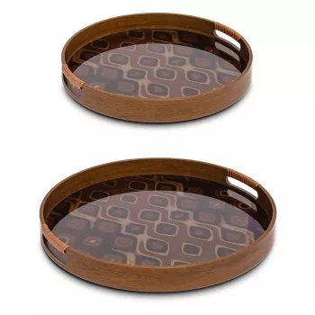 Rituali Domestici Galateo Padėklų Rinkinys 2 vnt., Balti Melamininiai, 38 cm ir 30 cm