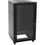 ROADINGER SSC-16 16U 19 inch plieninė serverinė spinta su stiklinėmis durelėmis, 150 kg apkrova, juoda