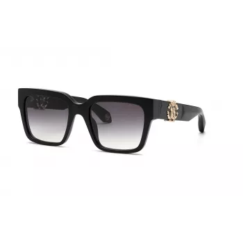 Roberto Cavalli moteriški akiniai nuo saulės SRC040M540700 54mm Butterfly Square juodi pilki gradientiniai UV400