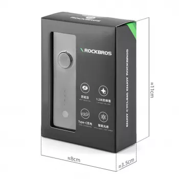 ROCKBROS priekinis dviračio žibintas 260 lm su USB-C į USB-A laidu – juodas