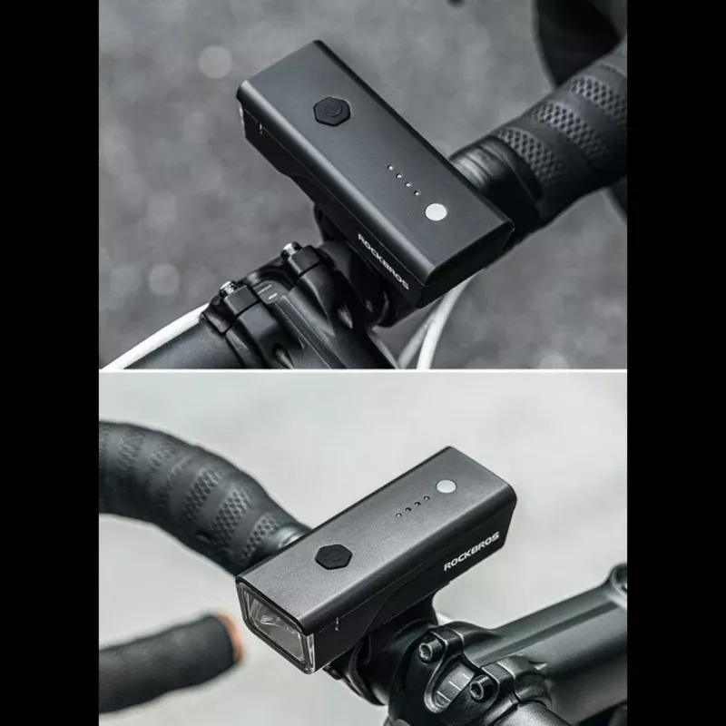 ROCKBROS priekinis dviračio žibintas 260 lm su USB-C į USB-A laidu – juodas