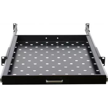 Rockstable 1U 19 colių ištraukiamoji lentyna RS19-UH69 (slankioji, SPCC plienas, juoda, 25 kg apkrova)