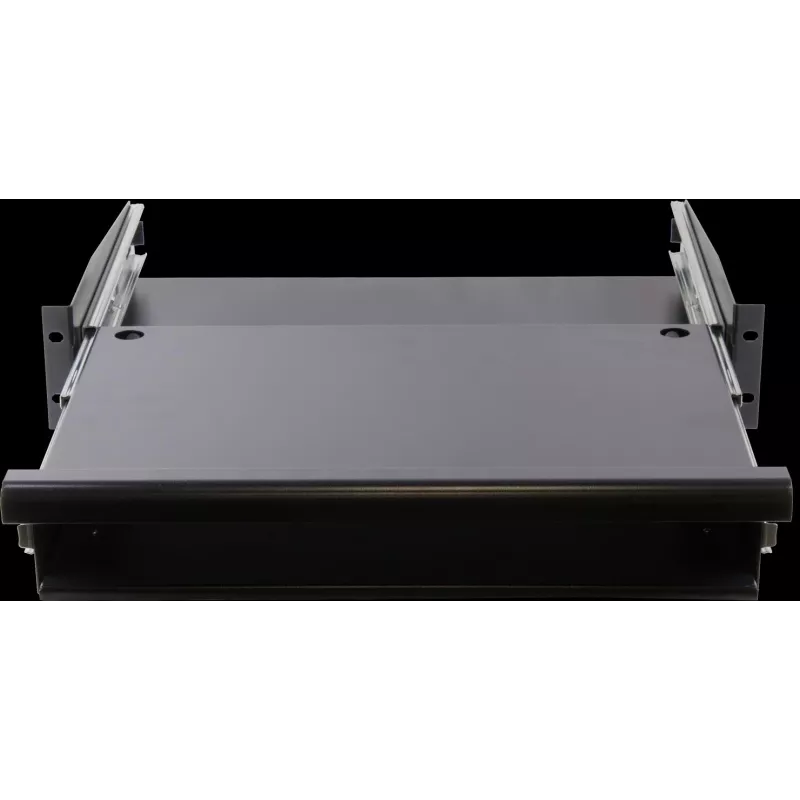 Rockstable 2U 19 colių stelažo stalčius - tvirtas plieninis - juodas - SPCC šaltai valcuotas plienas - ištraukiamas stalčius - 6,92 kg (RS19-TH02)
