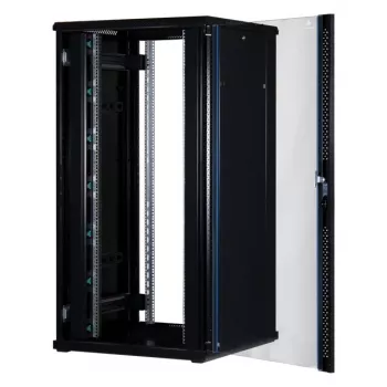 Rockstable 32 HE 19 colių serverio spinta su stiklinėmis durimis – laisvai pastatomas stovas – 32U – 800 kg – užrakinamos durys – tvirtinimo bėgeliai – reguliuojamos kojelės (RS19-8832)