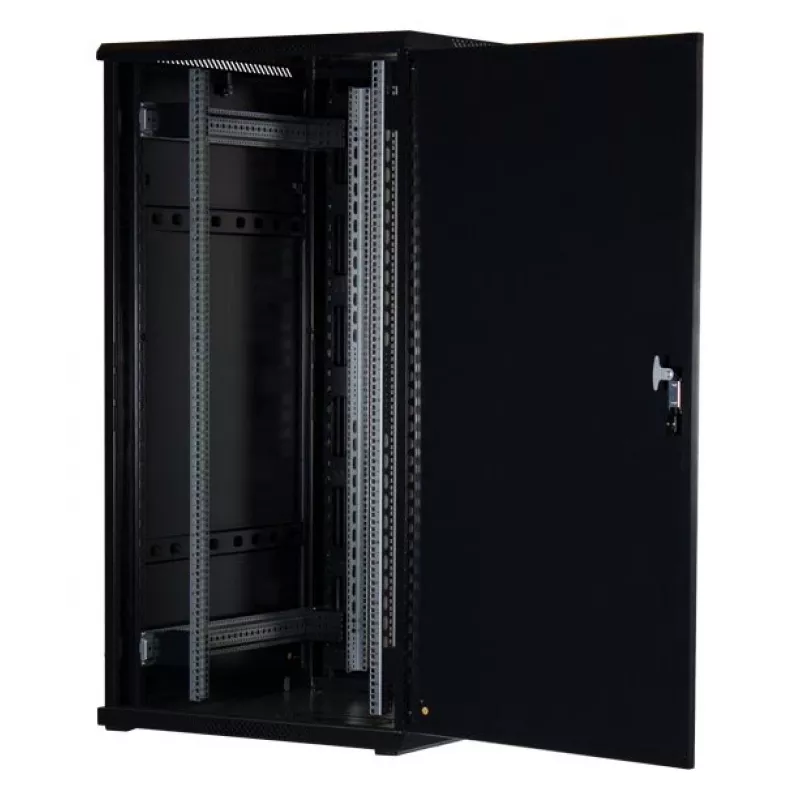 Rockstable 32U 19 colių serverio spinta su stiklo durelėmis – laisvai pastatomas stovas – 32U – 800 kg – užrakinamos durelės – tvirtinimo bėgeliai – reguliuojamos kojelės (RS19-8032)