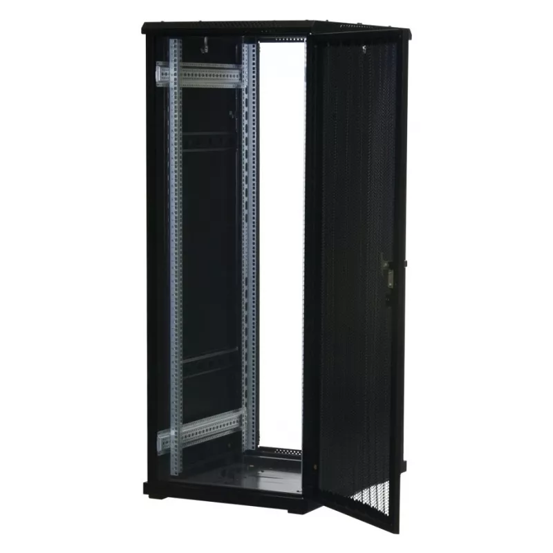 Rockstable 32U 19 inch Server Stovas su Tinklinėmis Durimis - Laisvai Pastatomas Rėmas - 32U - 800 kg - Spyna - Montavimo Bėgiai - Reguliuojamos Pėdos (RS19-6832PP)