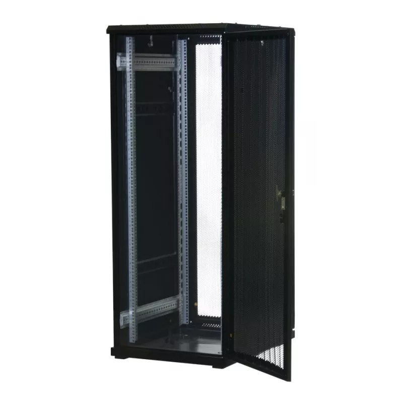 Rockstable 32U 19 inch Server Stovas su Tinklinėmis Durimis - Laisvai Pastatomas Rėmas - 32U - 800 kg - Spyna - Montavimo Bėgiai - Reguliuojamos Pėdos (RS19-6832PP)