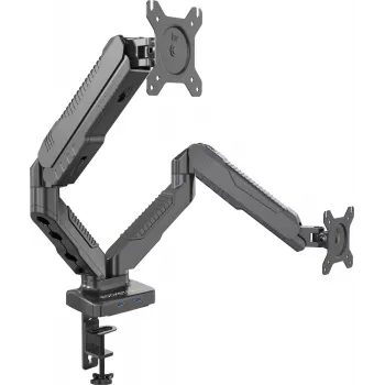 Rockstable RS-MM007 Advanced Dual Monitor Mount – spaustuvinis / per angą laikiklis – 13 kg – 15–27 colių – 100x100 mm – juodas