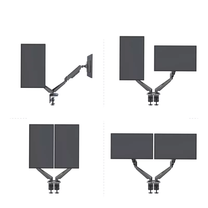Rockstable RS-MM011B Profesionalus Dvigubo Monitoriaus Stalo Laikiklis – Spaustuvas / Varžtas – 16 kg – 15–32 colių – 100x100 mm – Juodas