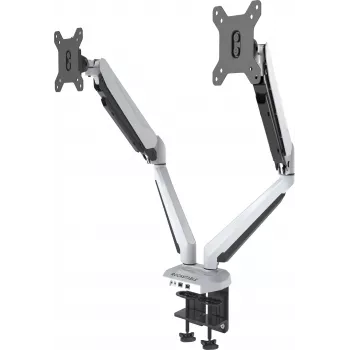 ROCKSTABLE RS-MM011W Profesionalus Dvigubo Monitoriaus Laikiklis - Gnybtas / Grometas - 16 kg - 38,1 cm (15 inch) - 81,3 cm (32 inch) - 100 x 100 mm - Baltas