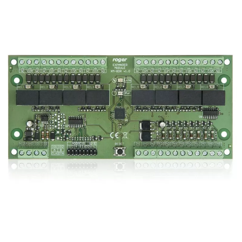 ROGER XM-8DR-BRD I/O plėtimosi modulis, 8 įėjimai, 8 relių išėjimai, RS485