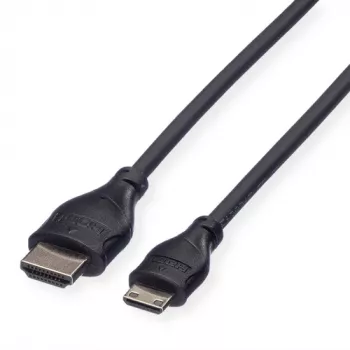 ROLINE HDMI High Speed kabelis su Ethernet, HDMI Type A kištukas į Mini HDMI Type C kištuką, 1 m, juodas