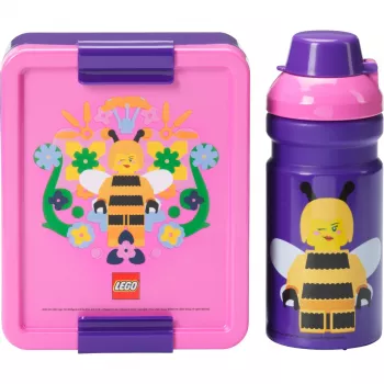 ROOM COPENHAGEN LEGO Lunch Set Bee – 2 dalių rinkinys su gertuve ir priešpiečių dėžute, violetinė