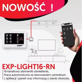 Ropam EXP-LIGHT16-RN – 16 kanalų relių plėtinio modulis RopamNet magistralei