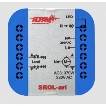 ROPAM SROL-ari belaidis žaliuzių valdiklis, 230VAC, amperometrinis jutiklis, žaliuzių būsena programėlėje ir jutikliniame skydelyje (IP64)