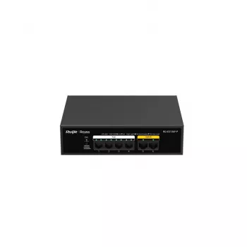 Ruijie RG-ES106F-P 6 prievadų Fast Ethernet PoE komutatorius, 4 PoE+ prievadai, 54W biudžetas, nevaldomas, juodas