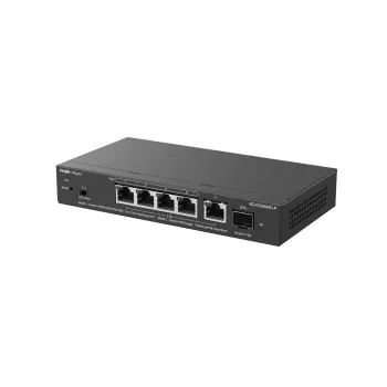 RUIJIE RG-ES206MG-P 6 prievadų Gigabit PoE+ jungiklis su 4 PoE+ prievadais ir 2 SFP lizdais, nevaldomas, stalinis/sieninis montavimas