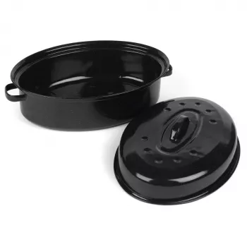 Russell Hobbs CW114911EU Vitreous Enamel 36cm Self-Basting Roaster & Lid, Black