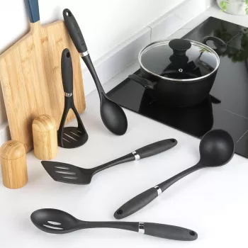 Russell Hobbs RH03026EU7 5 dalių indų rinkinys su besisukančiu stovu, juoda ir sidabrinė