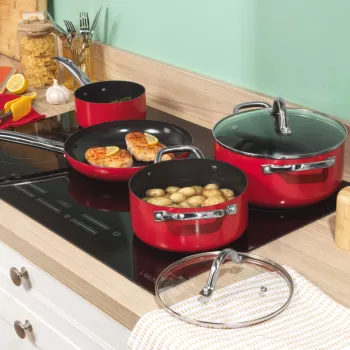 Russell Hobbs RH03821 Riviera 4 dalių keptuvių rinkinys, raudonas