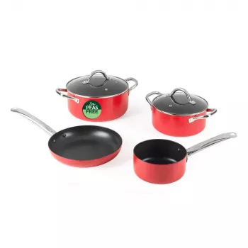 Russell Hobbs RH03821 Riviera 4 dalių keptuvių rinkinys, raudonas