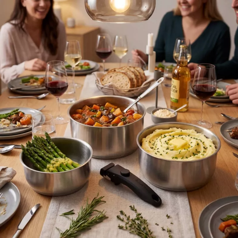 Russell Hobbs RH04034 nerūdijančio plieno 4 dalių puodų rinkinys su Smart Clip