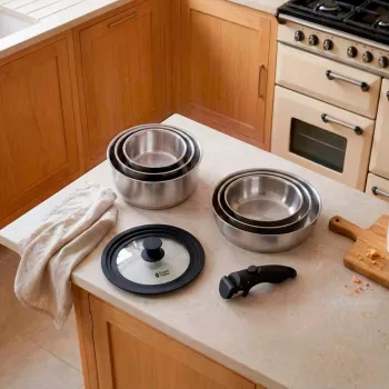 Russell Hobbs RH04041 Nerūdijančio plieno 8 dalių Smart Clip puodų rinkinys